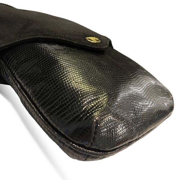 GUCCI Vintage Suede & Lizard Crossbody Bag with GG Motif - Picture 9 of 14